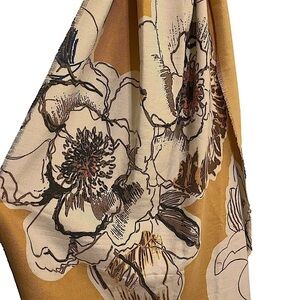 Unbranded Super Soft Golden Yellow Scarf Wrap Large Floral Print and Self Fringe